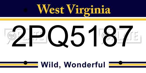 2PQ5187 West Virginia License Plate