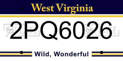 2PQ6026 West Virginia License Plate