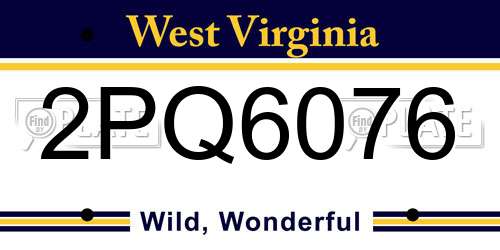 2PQ6076 West Virginia License Plate