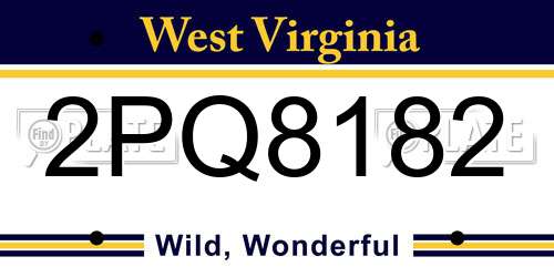 2PQ8182 West Virginia License Plate