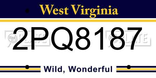 2PQ8187 West Virginia License Plate