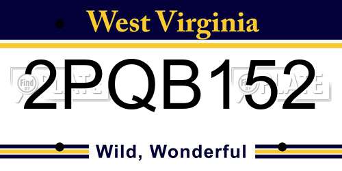 2PQB152 West Virginia License Plate