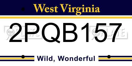 2PQB157 West Virginia License Plate