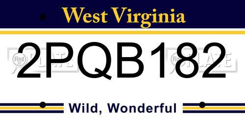 2PQB182 West Virginia License Plate