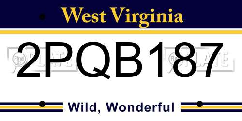 2PQB187 West Virginia License Plate
