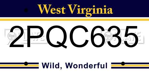 2PQC635 West Virginia License Plate