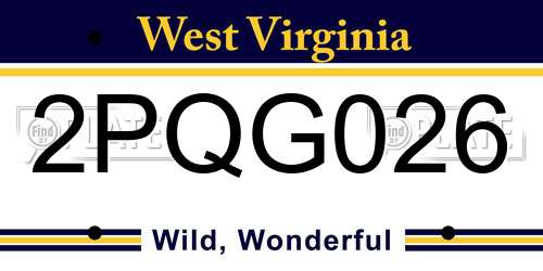 2PQG026 West Virginia License Plate