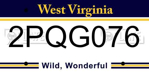 2PQG076 West Virginia License Plate