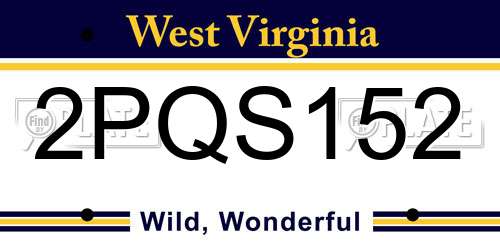 2PQS152 West Virginia License Plate