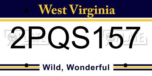 2PQS157 West Virginia License Plate