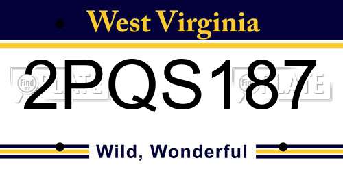 2PQS187 West Virginia License Plate