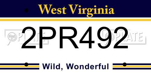 2PR492 West Virginia License Plate