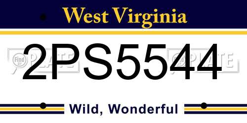 2PS5544 West Virginia License Plate