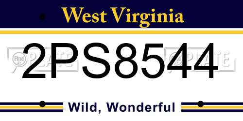 2PS8544 West Virginia License Plate