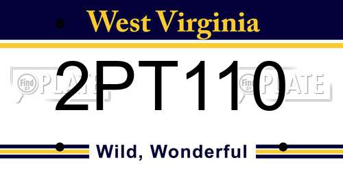 2PT110 West Virginia License Plate