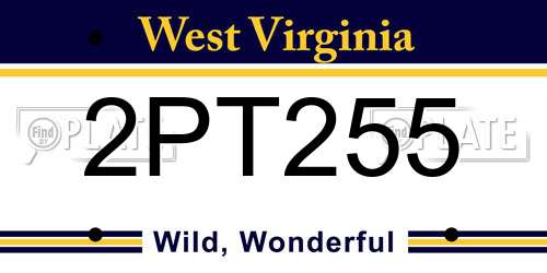 2PT255 West Virginia License Plate