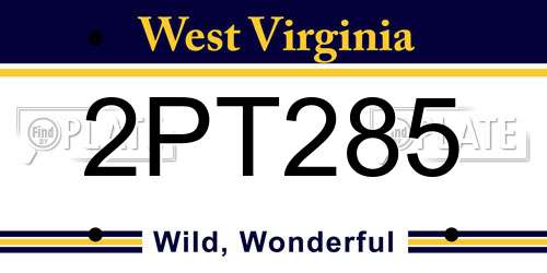 2PT285 West Virginia License Plate