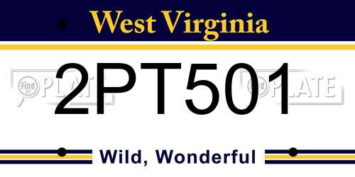 2PT501 West Virginia License Plate