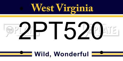 2PT520 West Virginia License Plate