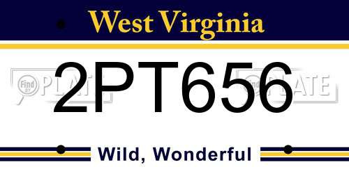 2PT656 West Virginia License Plate