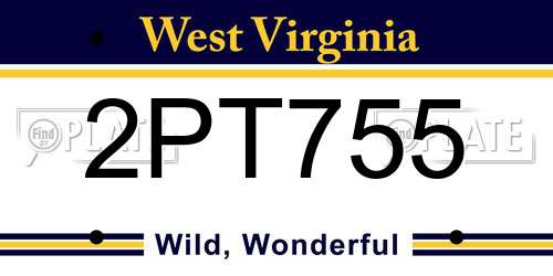 2PT755 West Virginia License Plate