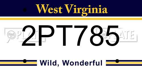 2PT785 West Virginia License Plate