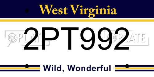 2PT992 West Virginia License Plate