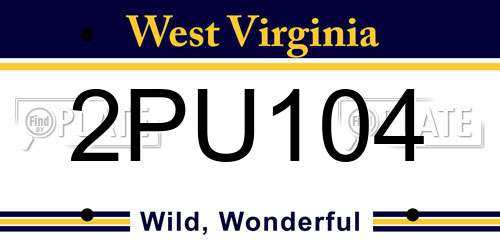 2PU104 West Virginia License Plate