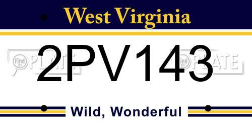 2PV143 West Virginia License Plate