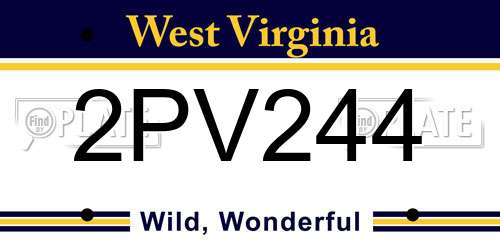 2PV244 West Virginia License Plate