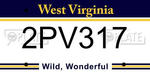 2PV317 West Virginia License Plate