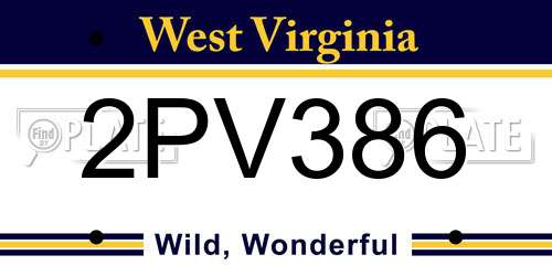 2PV386 West Virginia License Plate