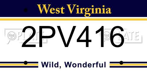 2PV416 West Virginia License Plate