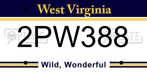 2PW388 West Virginia License Plate