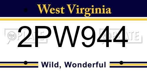 2PW944 West Virginia License Plate