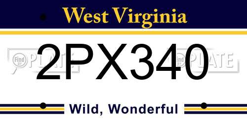 2PX340 West Virginia License Plate