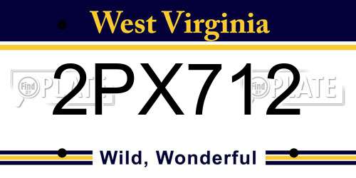 2PX712 West Virginia License Plate