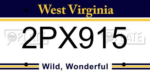 2PX915 West Virginia License Plate