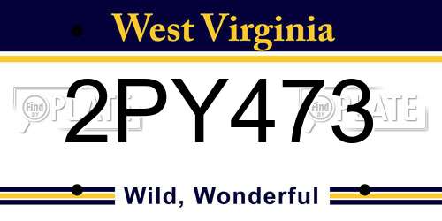 2PY473 West Virginia License Plate