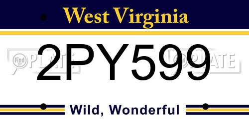 2PY599 West Virginia License Plate