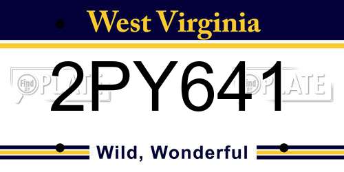 2PY641 West Virginia License Plate