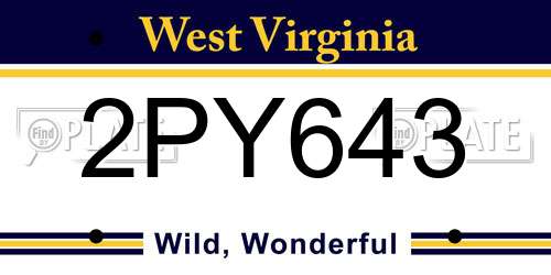 2PY643 West Virginia License Plate