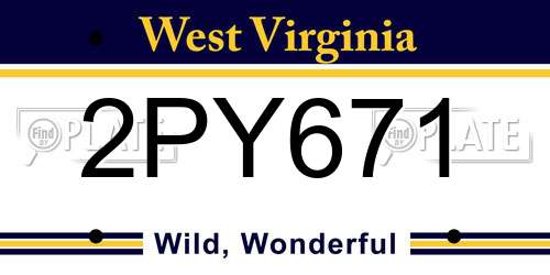2PY671 West Virginia License Plate