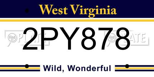 2PY878 West Virginia License Plate