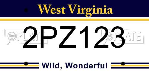 2PZ123 West Virginia License Plate