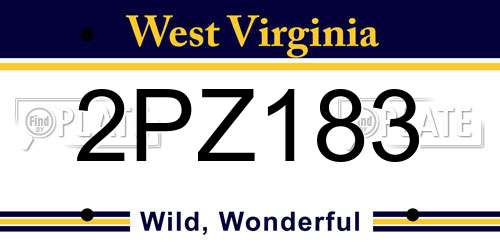 2PZ183 West Virginia License Plate