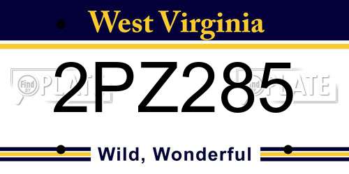2PZ285 West Virginia License Plate
