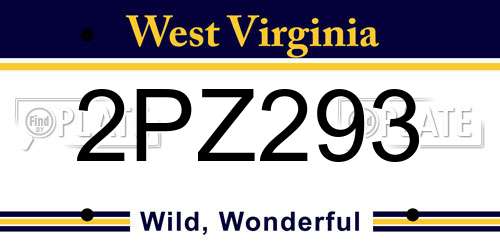 2PZ293 West Virginia License Plate