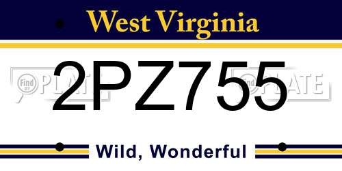 2PZ755 West Virginia License Plate