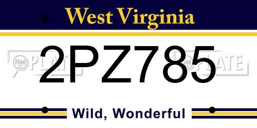 2PZ785 West Virginia License Plate
